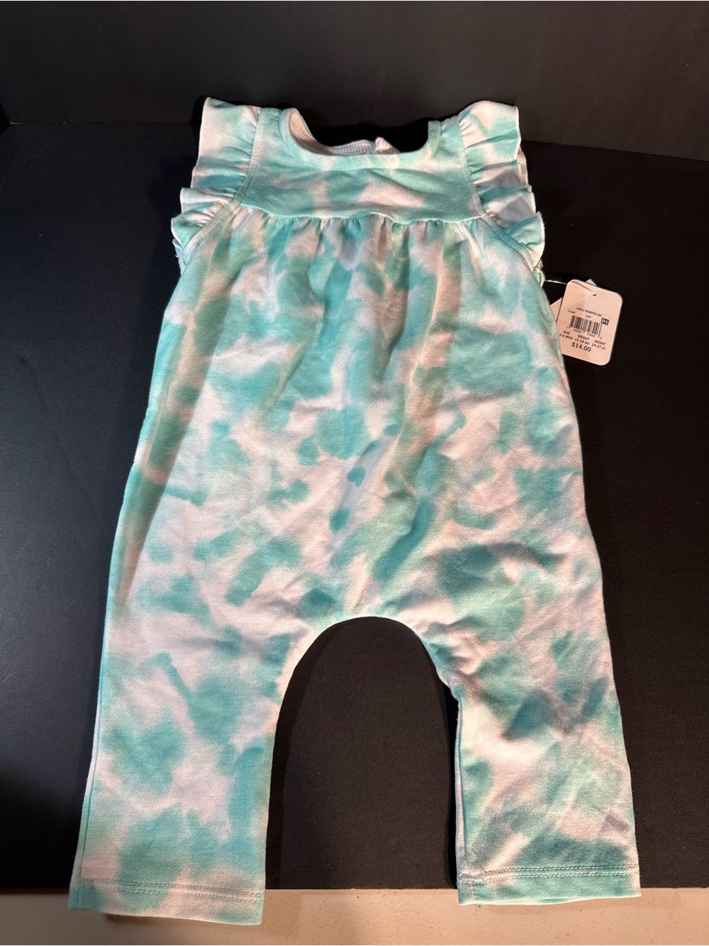 NWT Baby 3-6 Month Lullaby Lane Mint Green Romper‎ Ruffles Buttons **see descr**